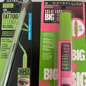 BRAND NEW MAYBELLINE MASCARA AND GREEN EYE LINER